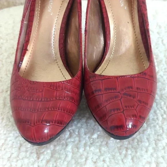 BCBGeneration "Tina" Red Croc Patent Leather Stiletto Pumps - Picture 6 of 8